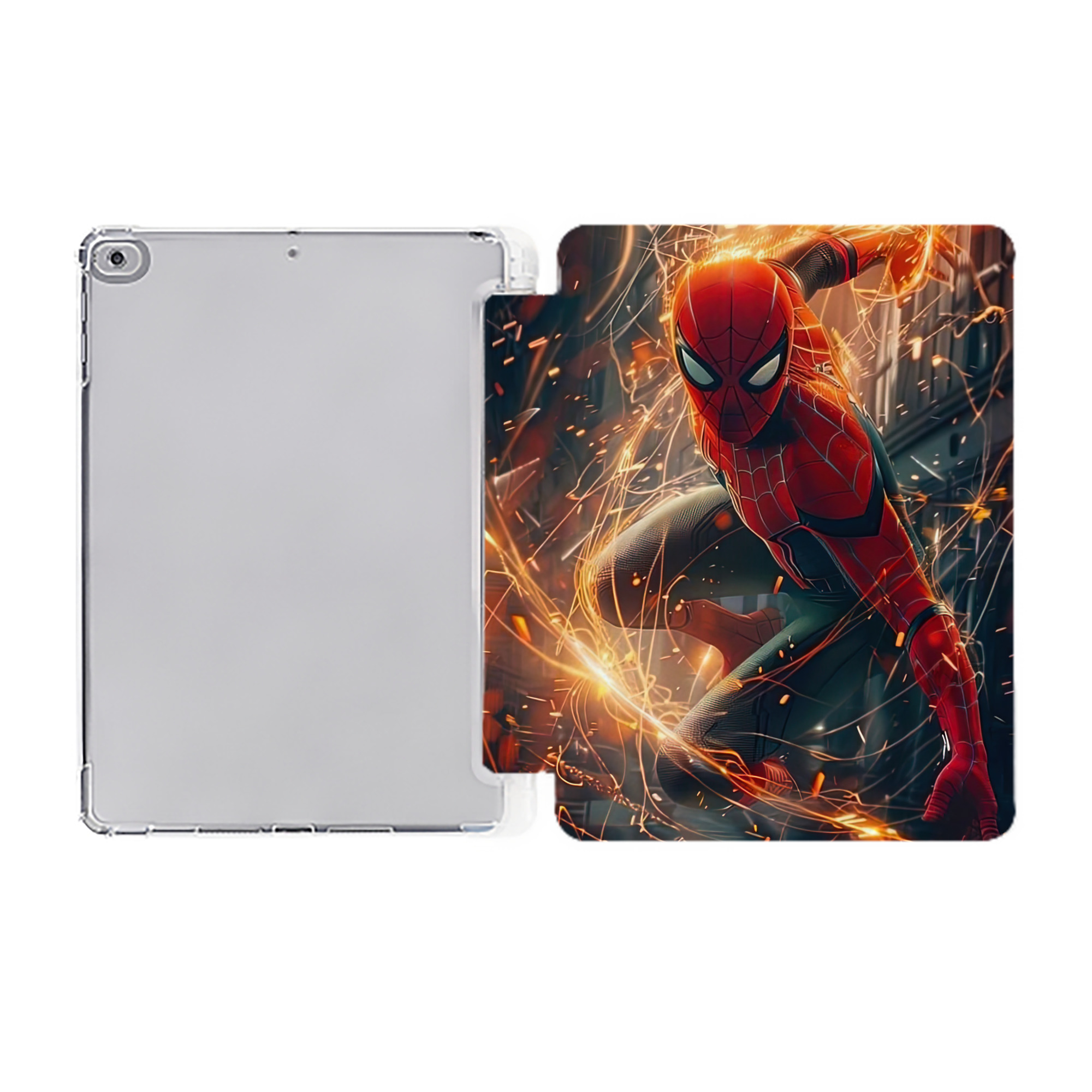 （画像用） Spider Man スパイダーマン IPad ケース ペン収納付き 三つ折りスタンド PUレザー×シリコン 対応機種9.5/10.5/10.9インチ